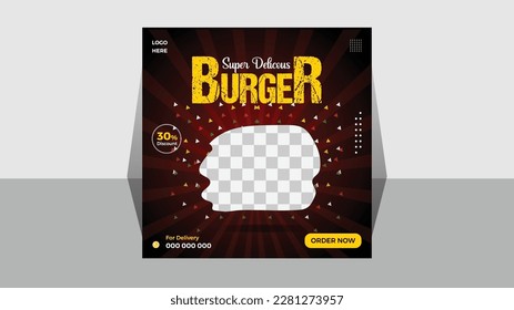 Restaurant Social Media Post Design Template for food sale business 