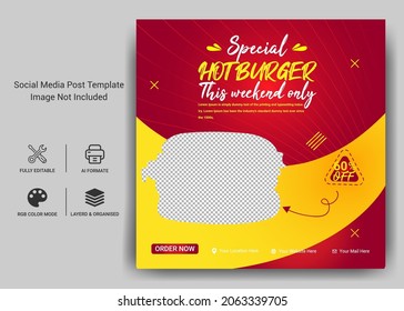 Restaurant social media post and Food menu template