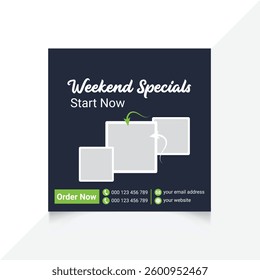 Restaurant social media post menu poster design template
