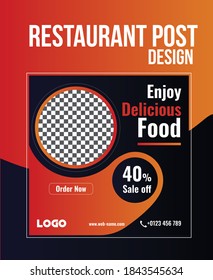 Plantilla de publicación en redes sociales de restaurantes. Pancarta de la plaza de la comida para el restaurante. 