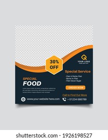 Plantilla de publicación en redes sociales de restaurante. diseño de publicaciones en medios sociales vectoriales.