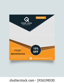 Restaurant social media post Template. vector social media post design.