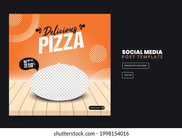 Restaurant Social Media Post Template Design. Social Media Banner For Food Business. Pizza Social Media Template.