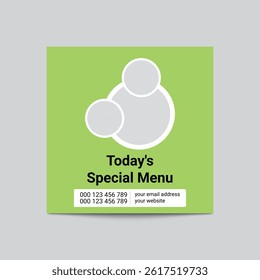 Restaurant Social Media Template Promoting Todays Special Menu With Image Placeholders