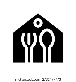 Restaurant solid line illustration of a road trip icon
