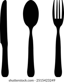 cuchara del restaurante, cuchara del tenedor, cuchillo de cena, cuchara puesta