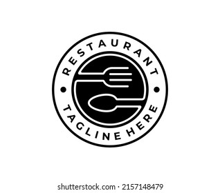 Restaurant with spoon and fork logo emblem design vector template