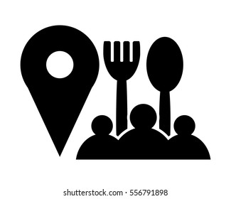 restaurant spot marker black silhouette pin locate path image vector icon logo symbol