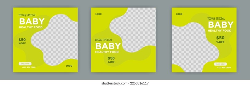 Restaurant Square social media post template or Healthy Food and Food Delivery Poster Vector Template