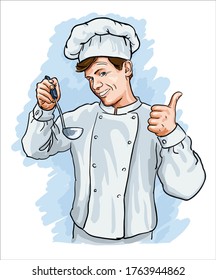 Charakter des Restaurantpersonals, Vektorgrafik auf weißem Hintergrund