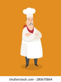 Restaurant staff - a chef. Flat design. Vector illustration.