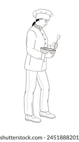 Restaurant staff smiling female  character. Сook, chef