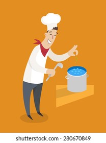 Restaurant staff - a sous-chef. Flat design. Vector illustration.