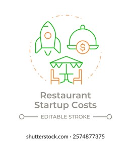 Restaurant startup costs duo tone concept icon. Financial strategy. Operational expenses. Round two color outline illustration. Abstract vector design. Easy to use in promotional material