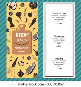 restaurant steak menu ingredient fresh template background cover with text