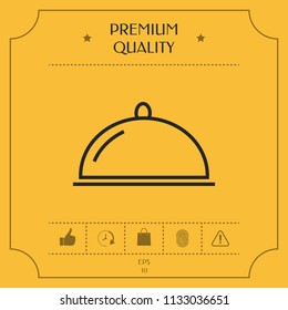 Restaurant Steel Serving Tray. Cloche line icon