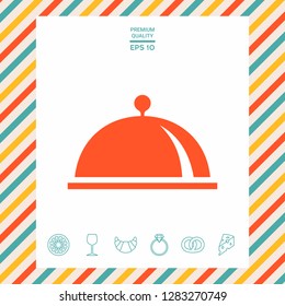 Restaurant Steel Serving Tray. Cloche symbol