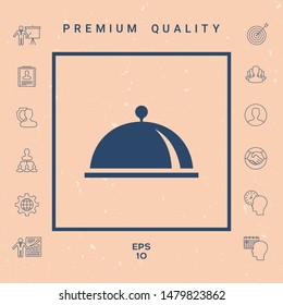 Restaurant Steel Serving Tray. Cloche symbol, elements for your design
