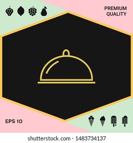 Restaurant Steel Serving Tray. Cloche line icon. Graphic elements for your design