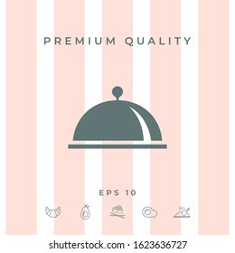 Restaurant Steel Serving Tray. Cloche symbol, elements for your design
