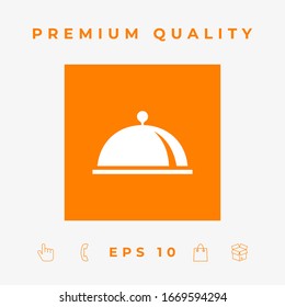 Restaurant Steel Serving Tray. Cloche symbol, elements for your design