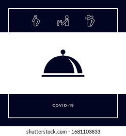 Restaurant Steel Serving Tray. Cloche symbol, elements for your design