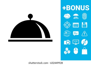 Restaurant Steel Serving Tray. Cloche symbol