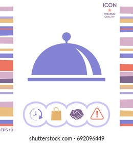 Restaurant Steel Serving Tray. Cloche symbol