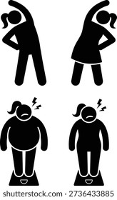 Restaurant Stickman Action Pose Icons Set