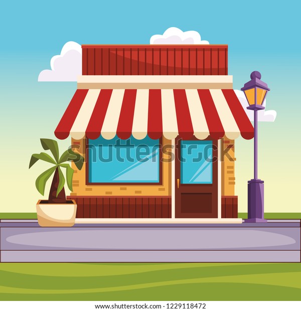 Restaurant Street Landscape Stock Vector (Royalty Free) 1229118472 ...