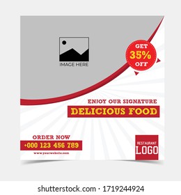 Restaurant Style Social Media Post design Template, Modern Social Media Template For Restaurant