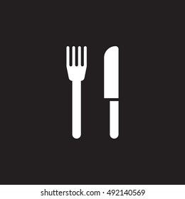 Restaurant symbol. fork and knife icon vector, solid flat sign, pictogram isolated on black, logo illustration