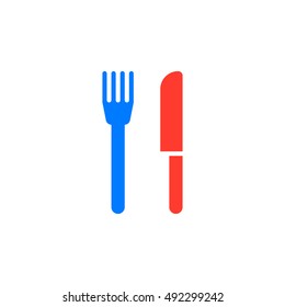 Restaurant symbol. fork and knife icon vector, solid flat sign, colorful pictogram isolated on white, logo illustration