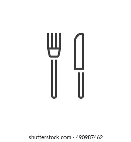 Restaurant symbol. fork and knife line icon, outline vector sign, linear pictogram isolated on white. logo illustration