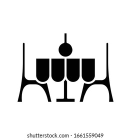 Restaurant table black icon, concept illustration, vector flat symbol, glyph sign.
