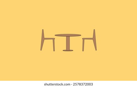 Restaurant table and chair illustration for use.