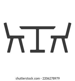 Icono de línea de mesa y sillas de restaurante aislado en fondo blanco.Ilustración vectorial.