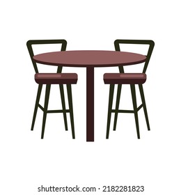 Restaurant table and chairs semi flat color vector object. Cafe furniture. Guest service. Full sized item on white. Cafeteria simple cartoon style illustration for web graphic design and animation