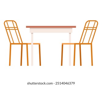 Restaurant table and chairs simple line style isolated concept