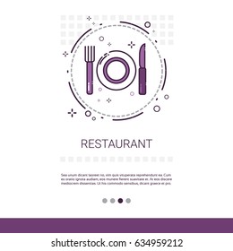 Restaurant Table Dish Food Service Banner With Copy Space Vector Illustration