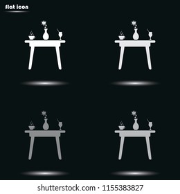 Restaurant table flat grayscale vector icon.