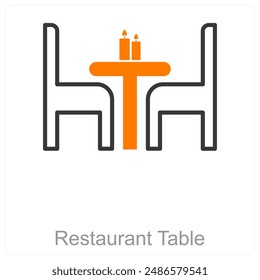 Restaurant Table and food icon concept