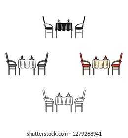 Restaurant table icon in cartoon style isolated on white background. Restaurant symbol stock vector illustration.
