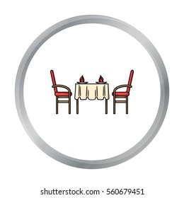 Restaurant table icon in cartoon style isolated on white background. Restaurant symbol stock vector illustration.