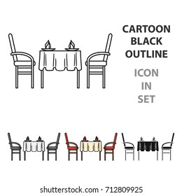 Restaurant table icon in cartoon style isolated on white background. Restaurant symbol stock vector illustration.