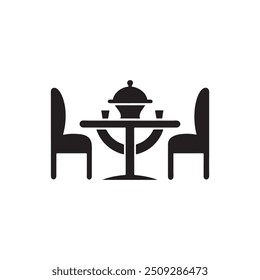 
Restaurant Table Icon, dining table and chairs silhouette icon, Dining table logo, Vector illustration
