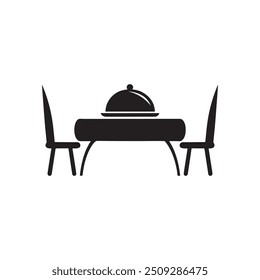 
Restaurant Table Icon, dining table and chairs silhouette icon, Dining table logo, Vector illustration
