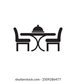 
Restaurant Table Icon, dining table and chairs silhouette icon, Dining table logo, Vector illustration
