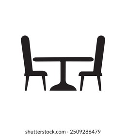 
Restaurant Table Icon, dining table and chairs silhouette icon, Dining table logo, Vector illustration
