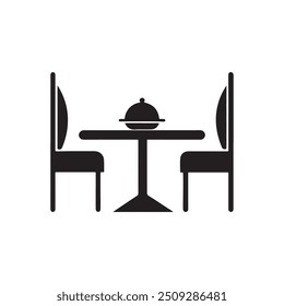 
Restaurant Table Icon, dining table and chairs silhouette icon, Dining table logo, Vector illustration
